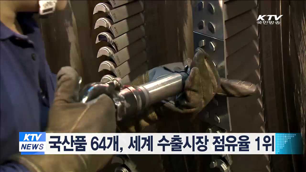 국산품 64개, 세계 수출시장 점유율 1위