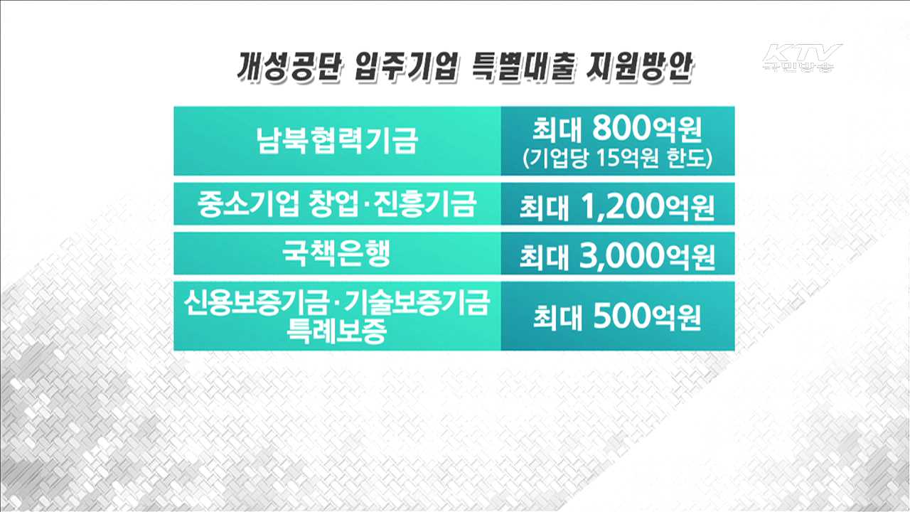 정부, 개성공단 기업에 5천500억원 특별대출