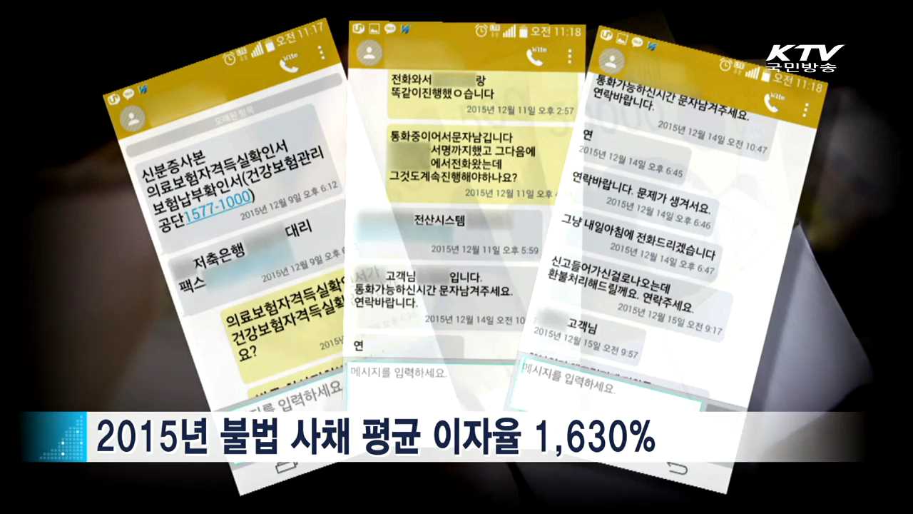 불법사채 평균 이자 1,630%… 불법사금융 집중단속