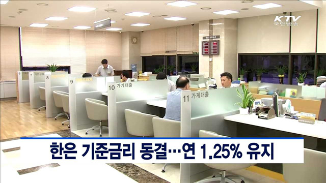 한은 기준금리 동결…연 1.25% 유지