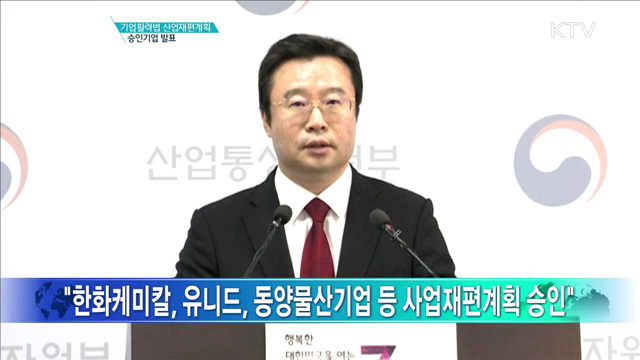 기업활력법 산업재편계획 승인기업발표