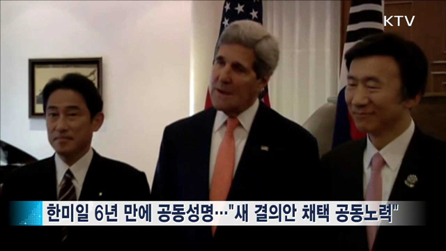 한미일 "북 핵실험 강력 대응"…공동성명 채택