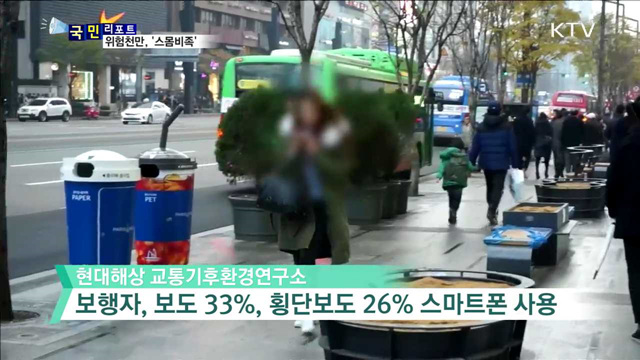 보행 중 스마트폰 사용…차량과 사고 많다