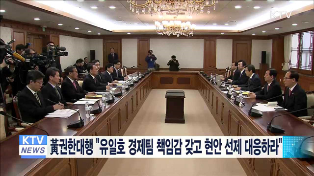 黃권한대행 "유일호 경제팀 책임감 갖고 현안 선제 대응하라"