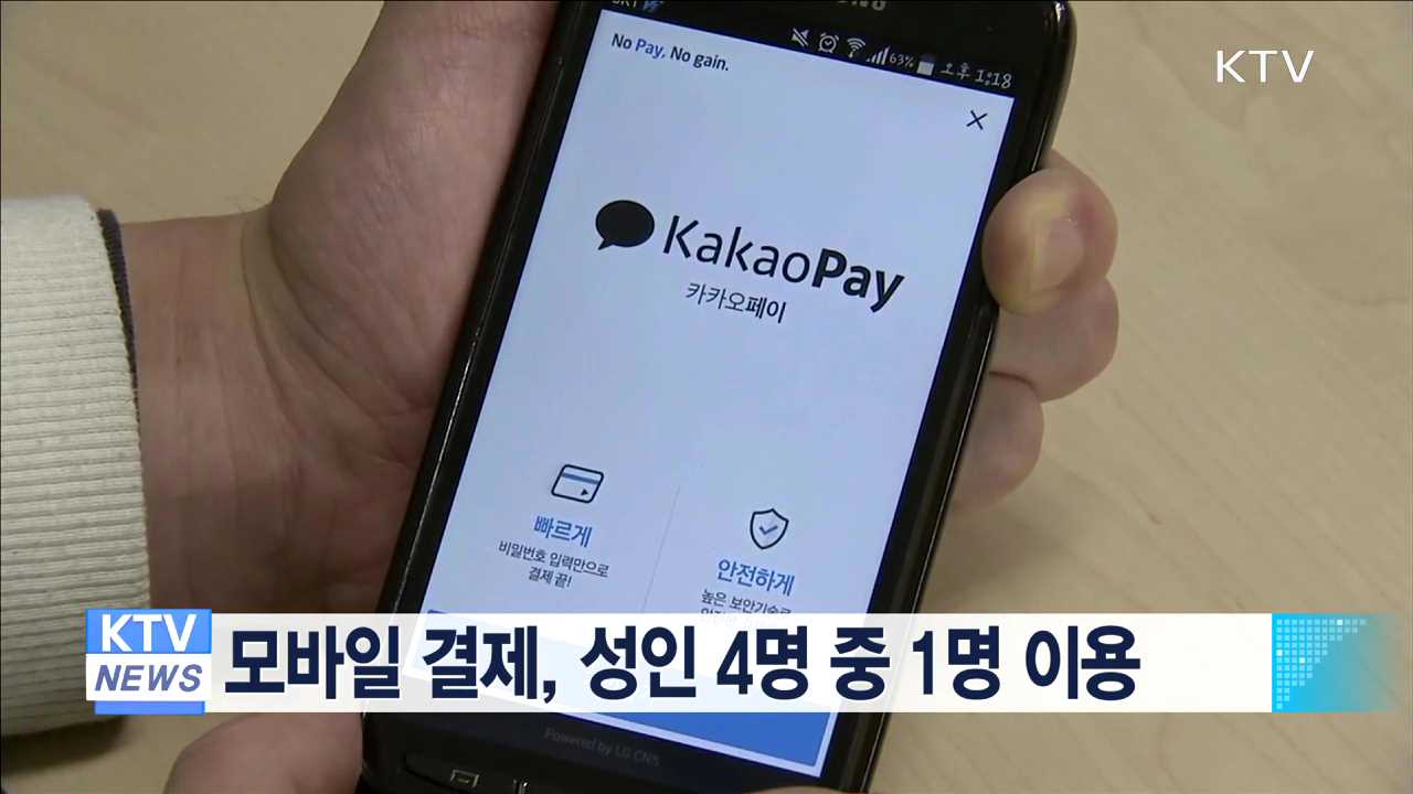 모바일 결제, 성인 4명 중 1명 이용