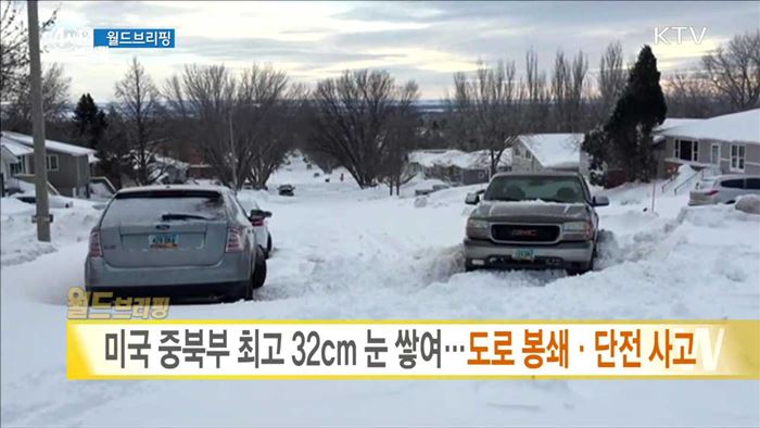 미국 중북부 최고 32cm 눈 쌓여···도로 봉쇄 · 단전 사고 [월드 브리핑]