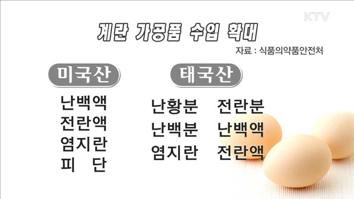 의심신고·확진 '0건'…계란가공품 수입 확대