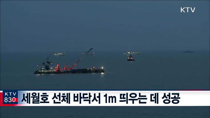 세월호 1m 인양…본격 인양 여부 곧 결정
