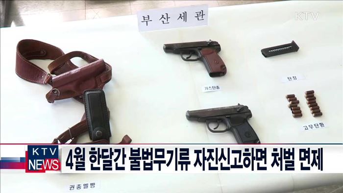 4월 한달간 불법무기류 자진신고하면 처벌 면제