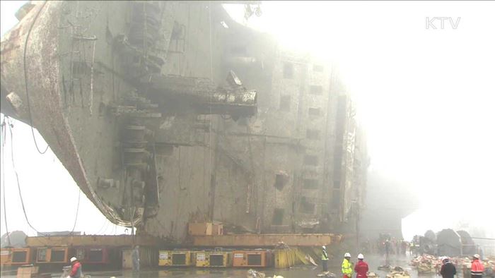 "육상 거치 지연 시 반잠수선 위에서 수색"