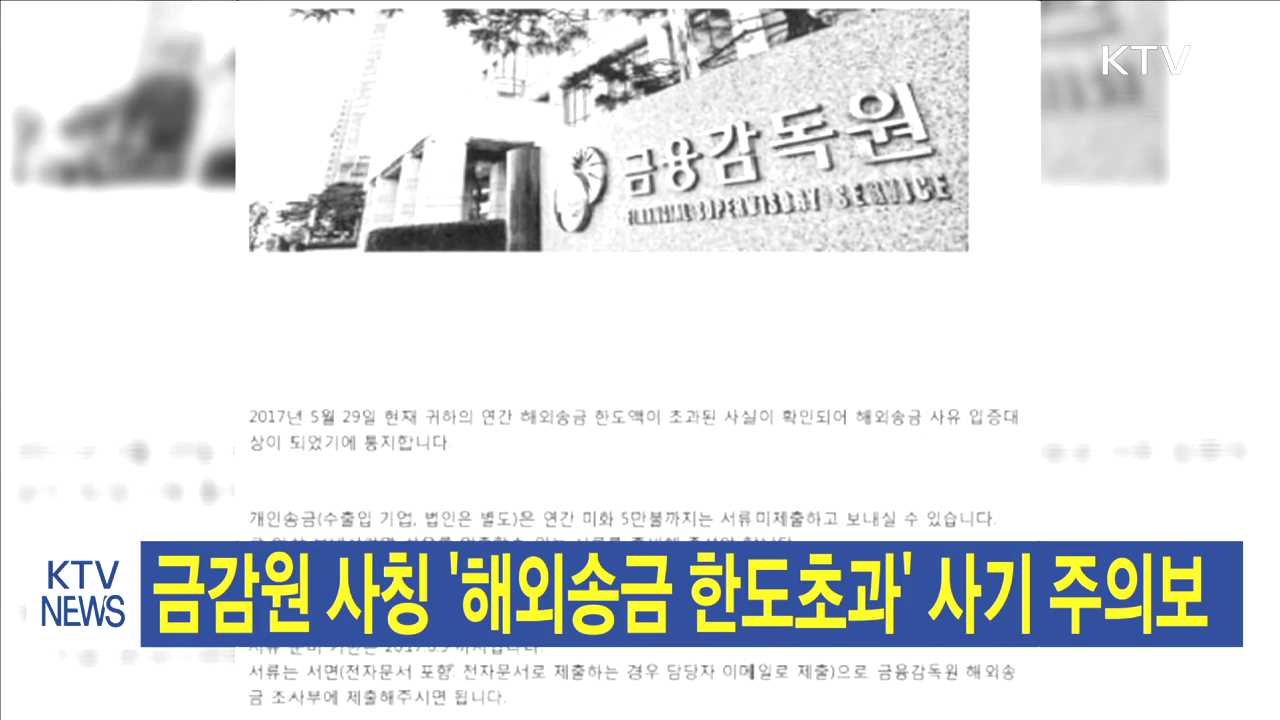 금감원 사칭 '해외송금 한도초과' 사기 주의보