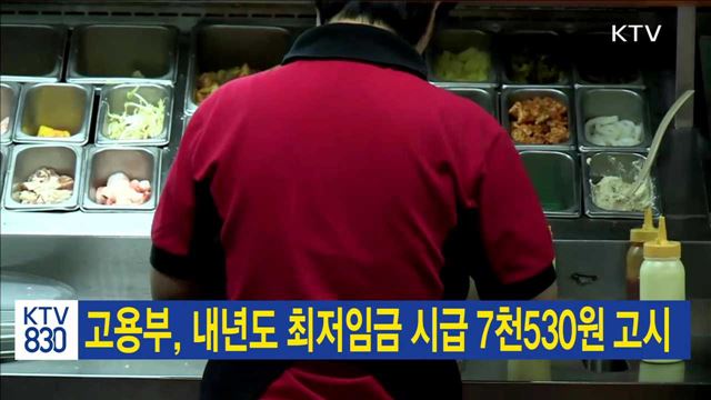 고용부, 내년도 최저임금 시급 7천530원 고시