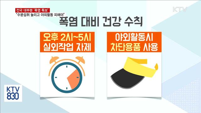 전국 대부분 '폭염 특보'…수분섭취 늘리고 야외활동 피해야