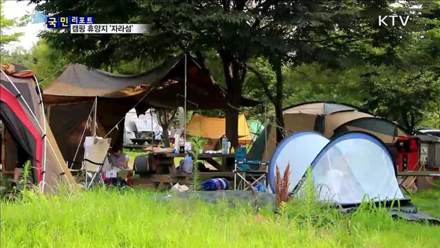 캠핑 휴양지 '자라섬', 무더위는 저만치..