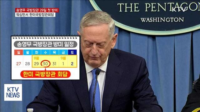 송영무 국방장관 29일 방미…한미 국방장관회담