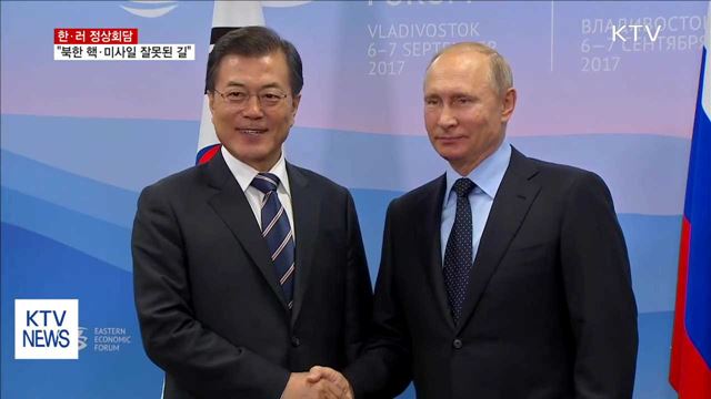 한러 정상회담…"북한 핵·미사일 잘못된 길"