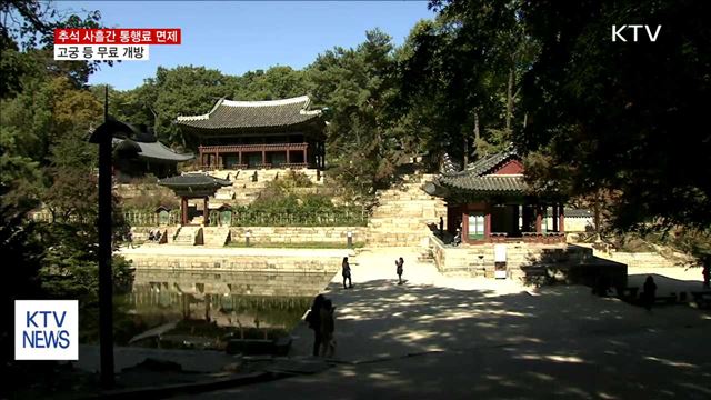 추석 사흘간 통행료 면제…고궁 등 무료 개방