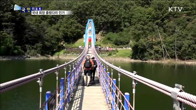 국내 최장 '청양 출렁다리'…관광객 줄이어