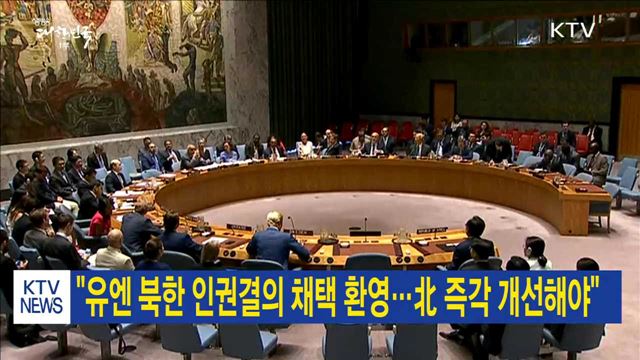 "유엔 북한 인권결의 채택 환영…北 즉각 개선해야"