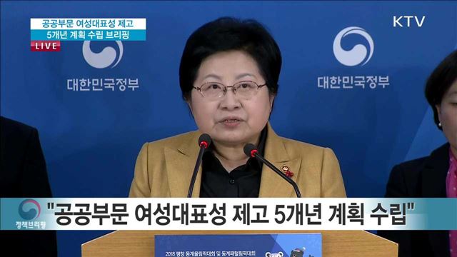 여성부분 여성대표성 제고 5개년 계획 수립 브리핑