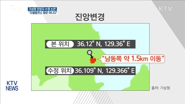 "진앙지 수정, 지열발전소 때문 아니다"