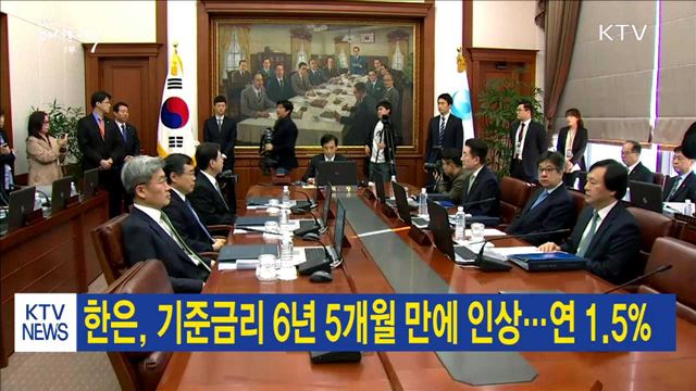 한은, 기준금리 6년 5개월 만에 인상…연 1.5%