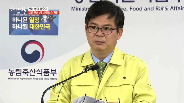 전남 영암 종오리 고병원성 AI 바이러스 확인