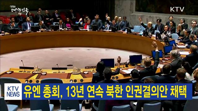 유엔 총회, 13년 연속 북한 인권결의안 채택