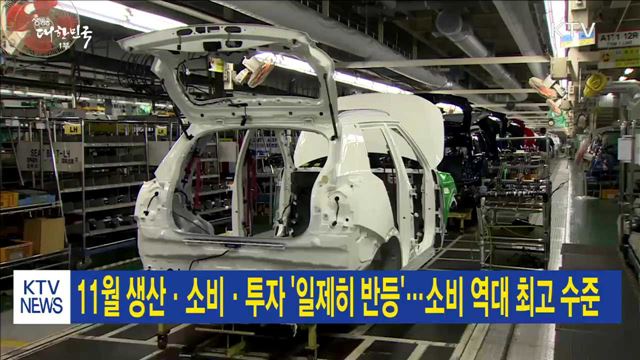 11월 생산·소비·투자 '일제히 반등'…소비 역대 최고 수준 