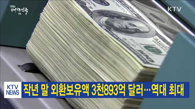 작년 말 외환보유액 3천893억 달러…역대 최대