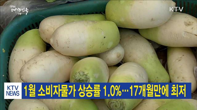 1월 소비자물가 상승률 1.0%…17개월만에 최저