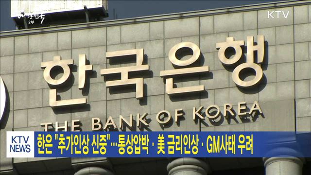 한은 "추가인상 신중"…통상압박·美금리인상·GM사태 우려