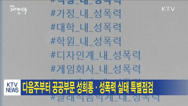 다음주부터 공공부문 성희롱·성폭력 실태 특별점검