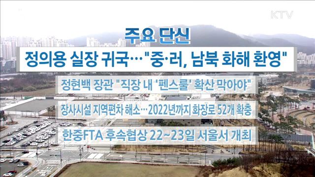 주요 단신(18. 03. 15. 16시) 