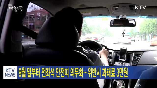 9월말부터 전좌석 안전띠 의무화…위반시 과태료 3만원