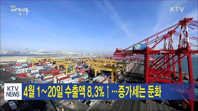 4월 1∼20일 수출액 8.3%↑...증가세는 둔화
