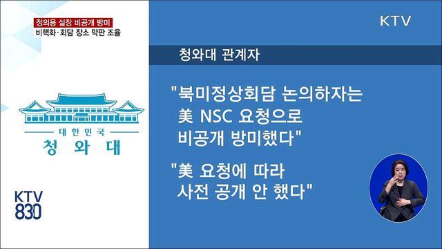 정의용 실장 비공개 방미…북미정상회담 논의