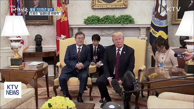 돌발 기자회견···트럼프 "비핵화 일괄타결 바람직"