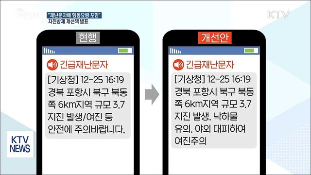 "재난문자에 행동요령 포함"···지진방재 개선책 발표