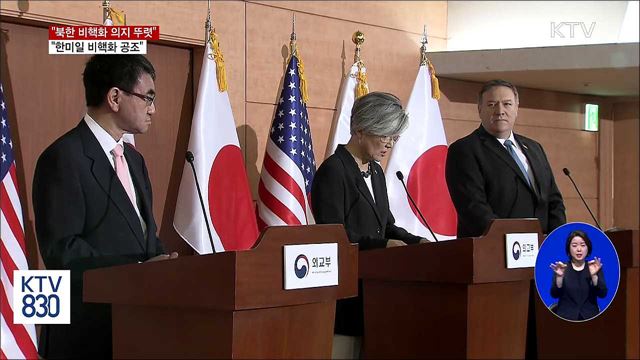 한미일 외교장관 "북한 비핵화 위해 공조"