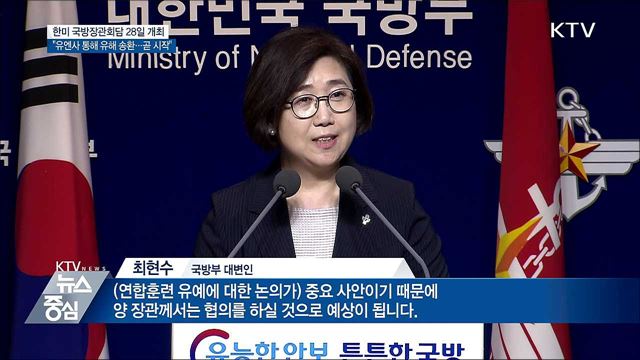 28일 한미 국방장관회담 개최···"유해 송환 곧 시작"