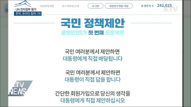 UN 전자정부 평가···우리나라, 온라인 참여부문 1위