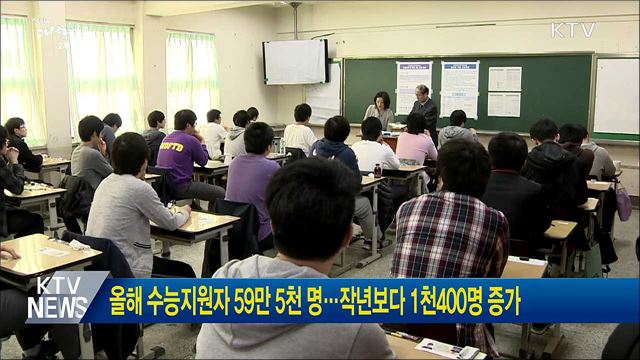 올해 수능지원자 59만 5천 명···작년보다 1천400명 증가