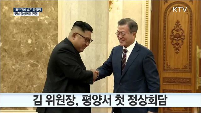 11년 만에 밟은 평양땅···첫날 정상회담 종료