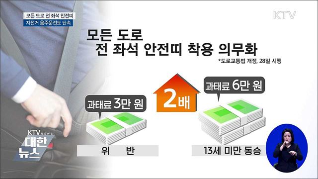 모든 도로 전좌석 안전띠···자전거 음주운전도 단속