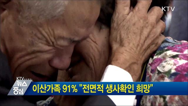 이산가족 91% "전면적 생사확인 희망"