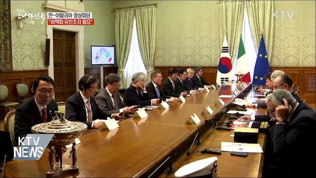 한-이탈리아 정상회담···"비핵화 유인조치 필요"