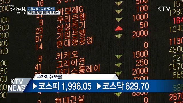금융시장 긴급회의···"안정화 자금 5천억 원 조성"