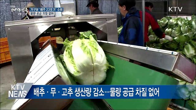 4인 가구 '배추 23포기' 소비···물량 공급 차질 없어