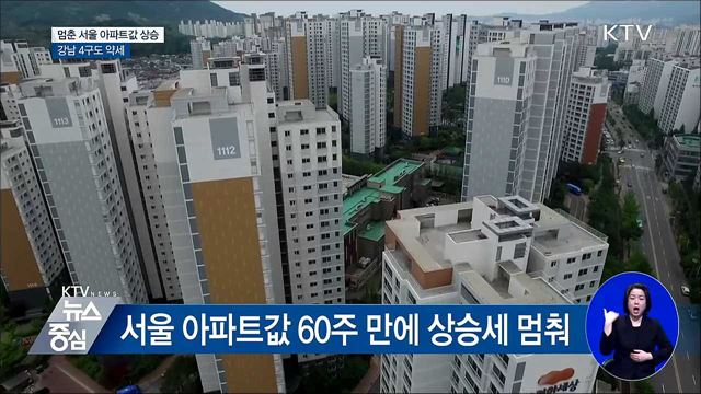 서울 아파트값 상승 멈춰···강남 4구도 약세